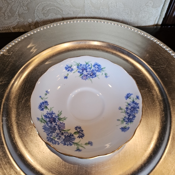 Vintage Rosina Fine Bone China Teacup & 5" Colclough Saucer Set Blue Ros… - Picture 3 of 7